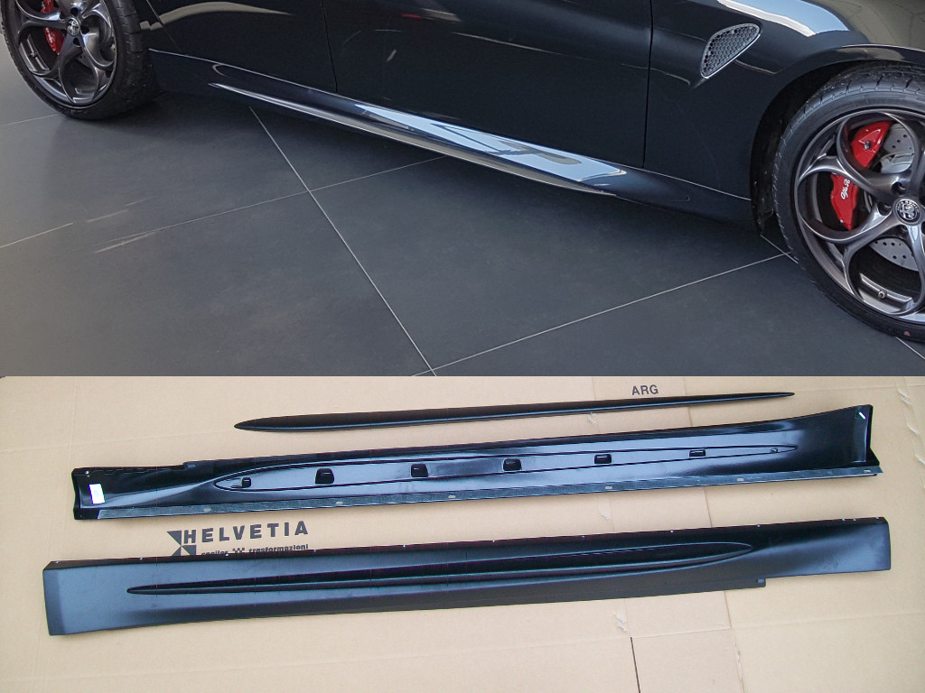 Minigonne Laterali In Fibra Di Carbonio 3K Per Alfa Romeo Giulia 2017-2020, Estensioni Paraurti, Spoiler Sottoporta, Nero Lucido